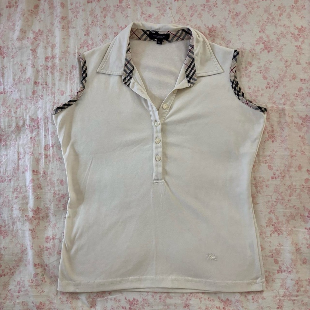 Burberry Nova Check Sleeveless Polo Top – Size M